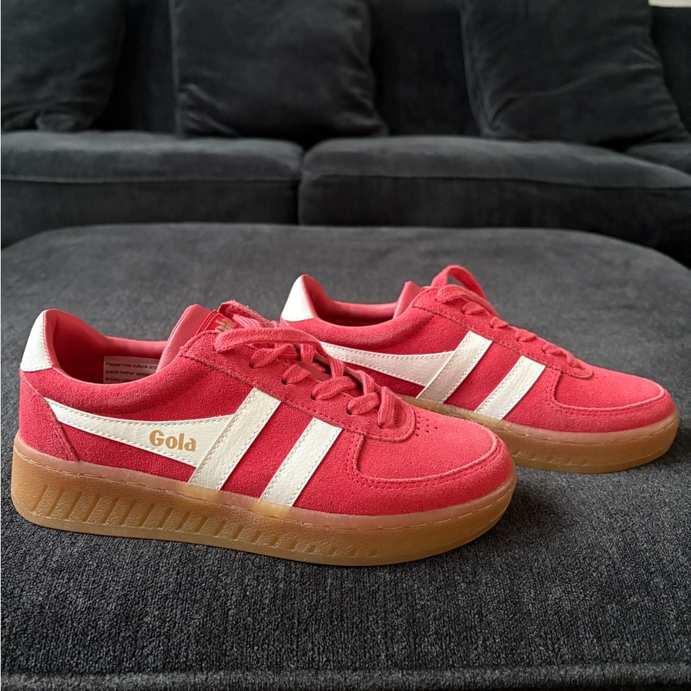 Gola GrandSlam Suede Sneakers in Coral and Off White
